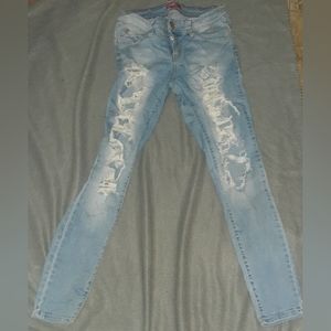 YMI Blue Ripped Skinny Jeans Juniors Size 9